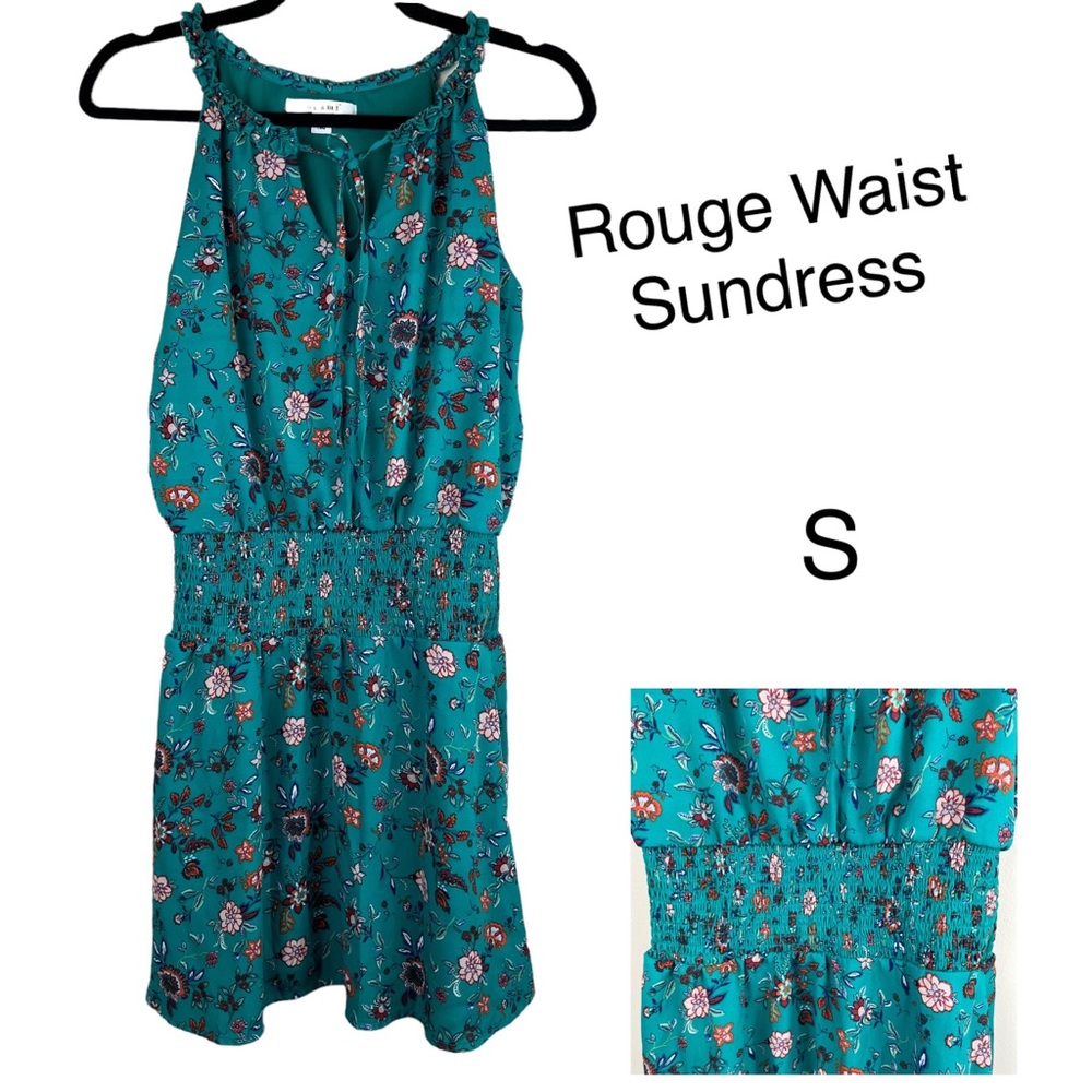 Mi ami  Green Floral Rouge Waist Sundress Small